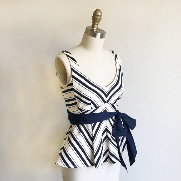🚫SOLD🚫 Anthropologie Chevron Striped Peplum Top - Picture 2 of 7